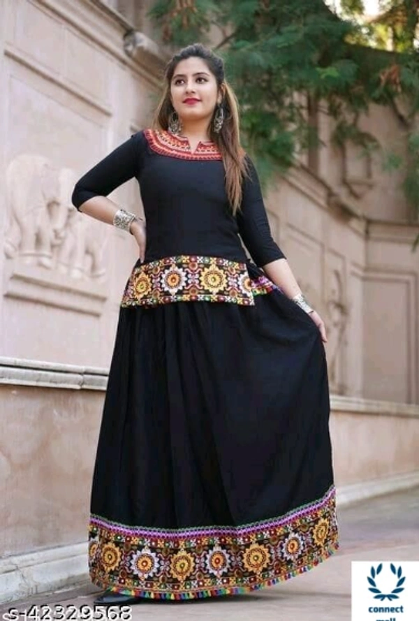 Stylish  RETRO  Women Ethenic Embroidered Rayon  Skirts And Tops - XXL